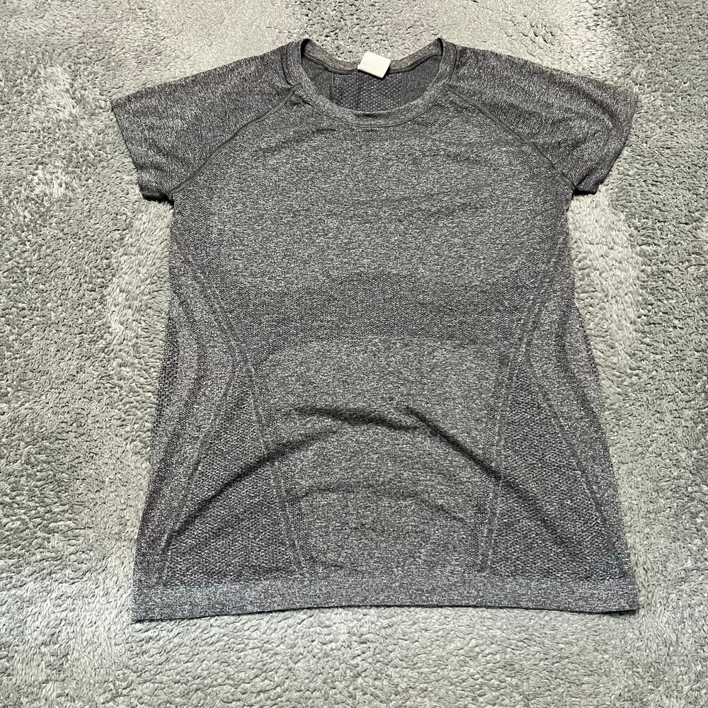 Athleta Momentum Seamless Shirt Womens Large Gray Short Sleeve